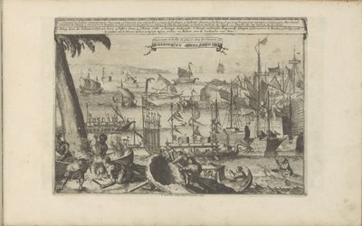 Schepen en speeljachten Scheepen en Speeljachten / Vessels and Pleasure Yachts between the Chinese (título sobre el objeto) Las Indias Orientales y Occidentales y otros lugares (título de la serie) de Romeyn de Hooghe