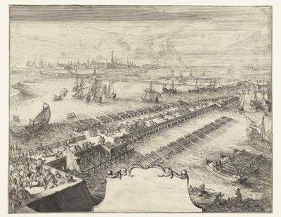 Puente de la nave de Parma sobre el Escalda, 1585 Guerres de Flandres (título de la serie) de Romeyn de Hooghe