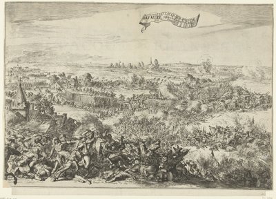 Batalla de Seneffe, 1674 Vidente furioso Attacque se convierte en un Bataille entre los ejércitos de los Geallie. en der Fransen (título sobre objeto) Descripción del Furious Attacque der Franssen, On the Bagagie of the Army of the Allied: Se convierte en  de Romeyn de Hooghe