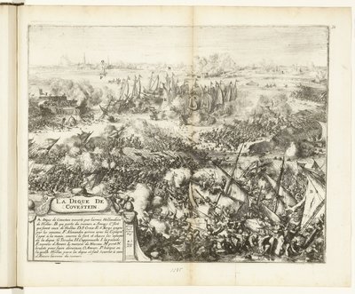 Batalla por el dique Kauwenstein, 1585 La digue de Covestein (título sobre objeto) Guerres de Flandres (título de la serie) de Romeyn de Hooghe