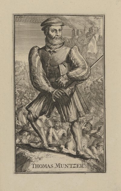 Retrato de Thomas Müntzer (ca. 1489-1525), sacerdote itinerante y líder religioso de la guerra de los campesinos en Alemania de Romeyn de Hooghe