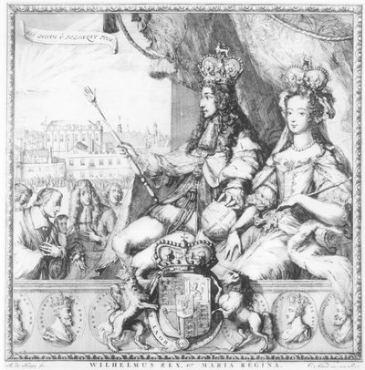 Guillermo III (1650-1702) y María II (1662-94) grabado por el artista, c.1690 de Romeyn de Hooghe