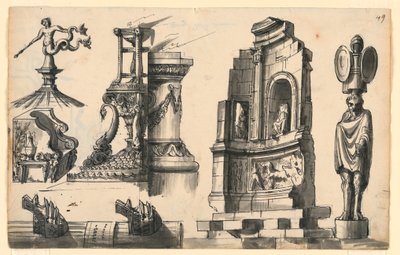 Detalles arquitectónicos en estilo clásico y pseudo-clásico de Romolo Achille Liverani