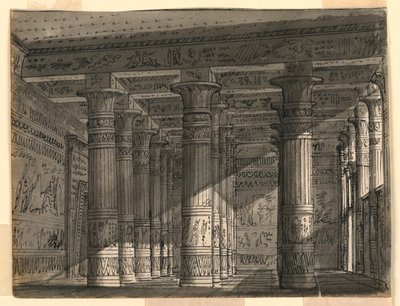 Diseño de Escenario, Sala Egipcia con Columnas de Romolo Achille Liverani