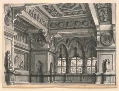 Diseño de escenario, habitación gótica de Romolo Achille Liverani