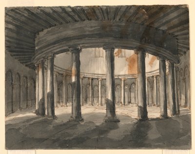 Diseño Escénico, Interior de un Edificio Circular de Romolo Achille Liverani