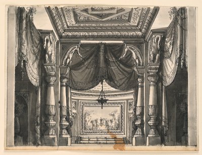 Diseño de escenario, interior de palacio oriental de Romolo Achille Liverani