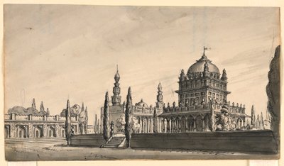 Diseño de escenario, templo oriental de Romolo Achille Liverani