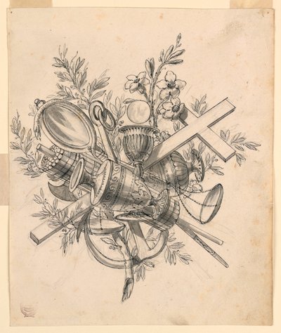 Trofeo con símbolos de las virtudes de Romolo Achille Liverani