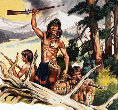 Indio americano con rifle de Ron Embleton