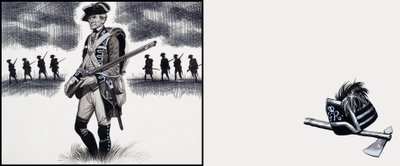 Soldado británico en la época de la Guerra Revolucionaria Americana (gouache sobre papel) de Ron Embleton