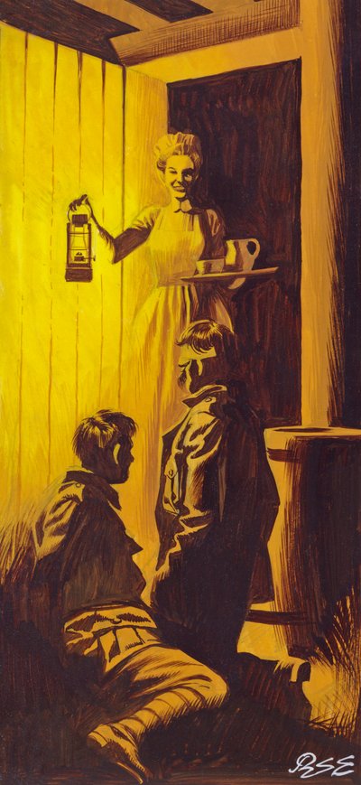 Edith Cavell ocultando a soldados aliados (gouache sobre papel) de Ron Embleton