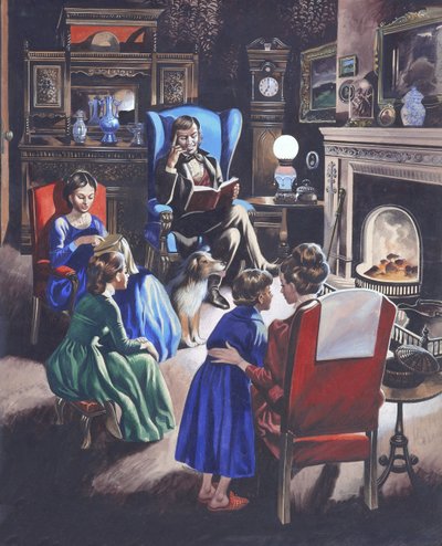 Creciendo a través de los tiempos: The Poor Little Rich Girls of Britain (gouache sobre papel) de Ron Embleton