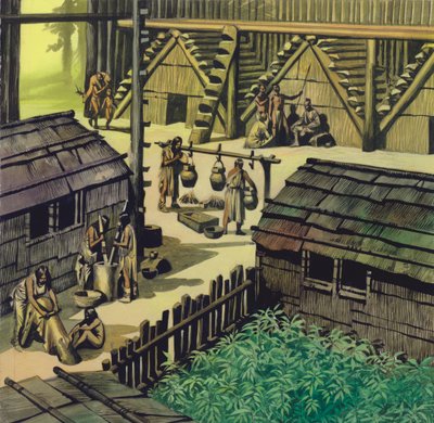 Campamento indio (gouache sobre papel) de Ron Embleton
