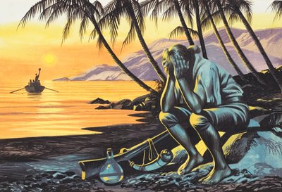 Marooned Man (gouache sobre papel) de Ron Embleton