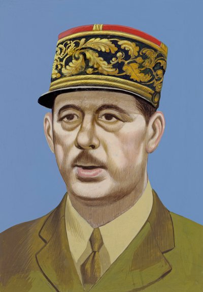 Retrato de Charles De Gaulle (gouache sobre papel) de Ron Embleton