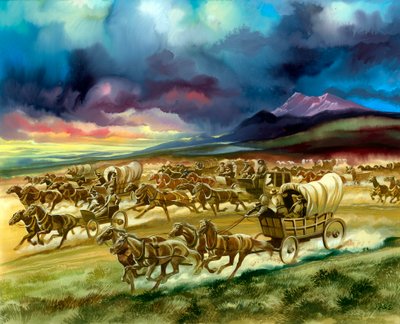 Los colonos se adentran en territorio indio de Ron Embleton