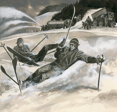 Esquiadores y máquinas de nieve de Ron Embleton