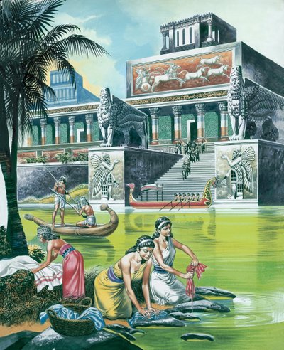 El Imperio Asirio en su apogeo (gouache sobre papel) de Ron Embleton