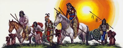 Indios americanos vencidos (gouache sobre papel) de Ron Embleton
