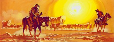 Wagon trail in the blistering heat (gouache sobre papel) de Ron Embleton