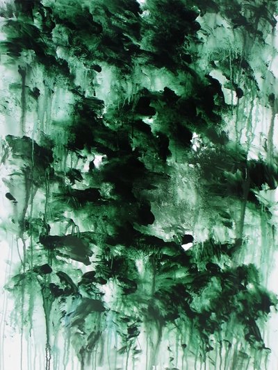 Bosque verde brumoso de Ron Halfant