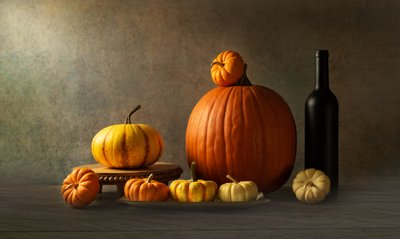 Calabazas de la cosecha de otoño de Rong Wei