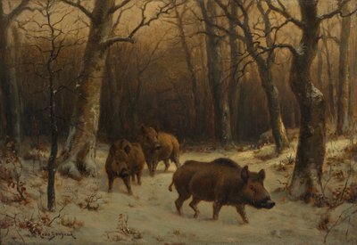 Jabalíes en la nieve, c.1872-77 de Rosa Bonheur