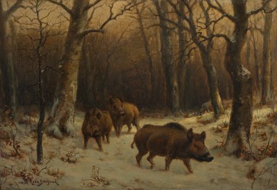 Jabalíes en la nieve, c. 1872-1877 de Rosa Bonheur