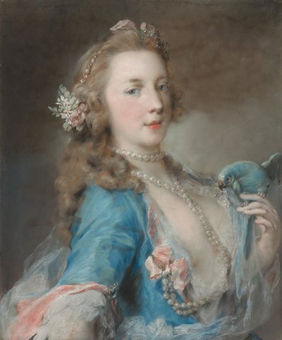 Una joven con un loro de Rosalba Carriera