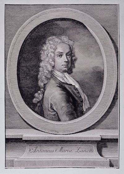 Retrato de Antonio Maria Zanetti, dibujante italiano. Grabado de Rosalba Giovanna (after) Carriera