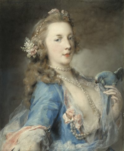 Una joven con un loro de Rosalba Giovanna Carriera