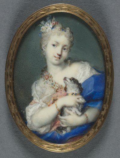Mujer con un perro de Rosalba Giovanna Carriera