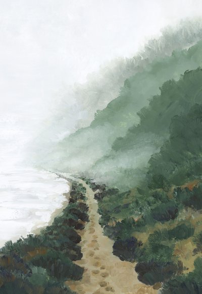 Sendero costero entre la niebla de Rosana Laiz Blursbyai