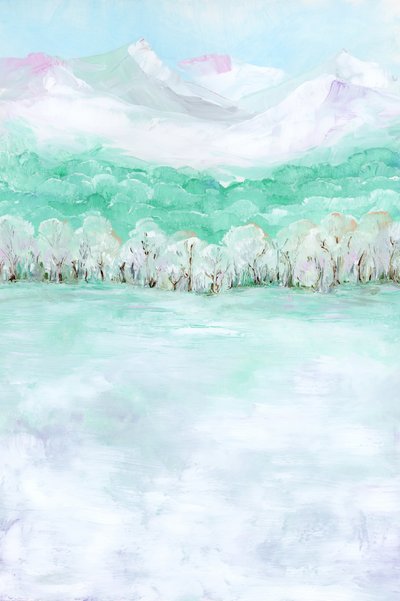 Paisaje montañoso en tonos pastel de Rosana Laiz Blursbyai