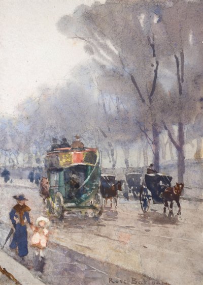 Park Lane con Omnibus (acuarela) de Rose Maynard Barton