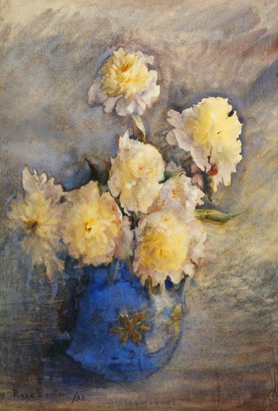 Peonías en un jarrón azul de Rose Maynard Barton