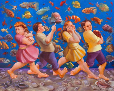 Cruzando el Mar Rojo, 2008 (óleo sobre lienzo) de Rosemarie Adcock