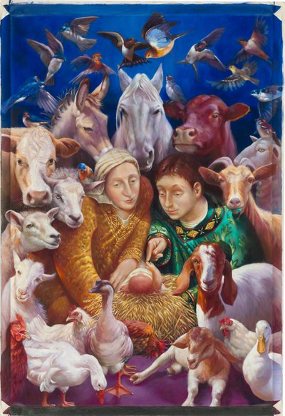 La Natividad, 2012 (óleo sobre lienzo) de Rosemarie Adcock