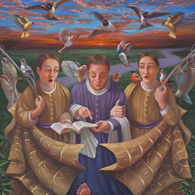 Camino de Emaús, 2009 (óleo sobre lienzo) de Rosemarie Adcock