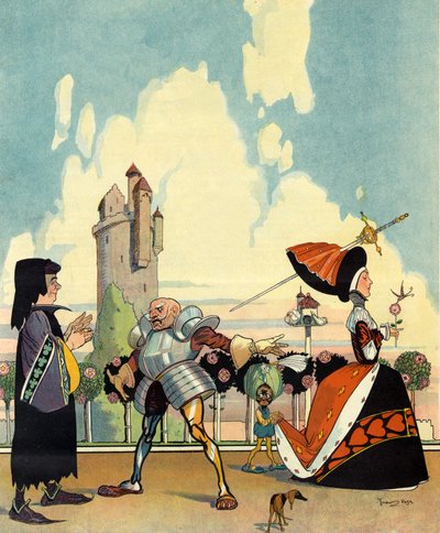 Como era en 1400", portada de "Puck", julio de 1910 (litografía en color) de Ross Gordon