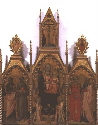 Madonna y el Niño entronizados con santos de Rossello di Jacopo Franchi