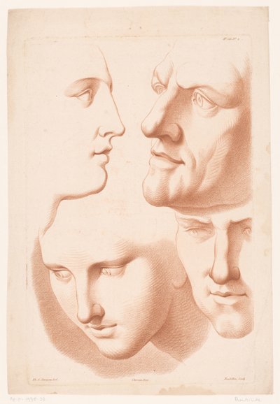 cabezas de hombre y mujer Principios del dibujo de la naturaleza, segunda parte (título de la serie) IIe Cahier de Principes du Design d