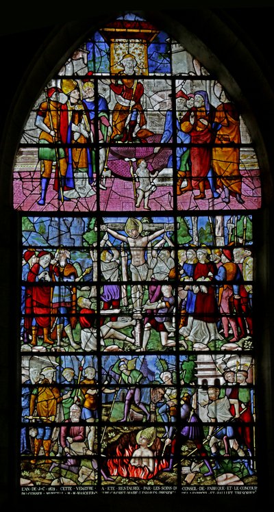 Ventana que representa escenas de la vida de San Denis, 1530-40 de Rouen School