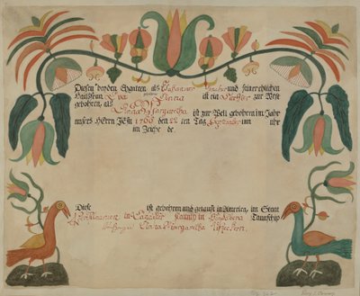Certificado de nacimiento y bautismo alemán de Pa. de Roy S. Brown