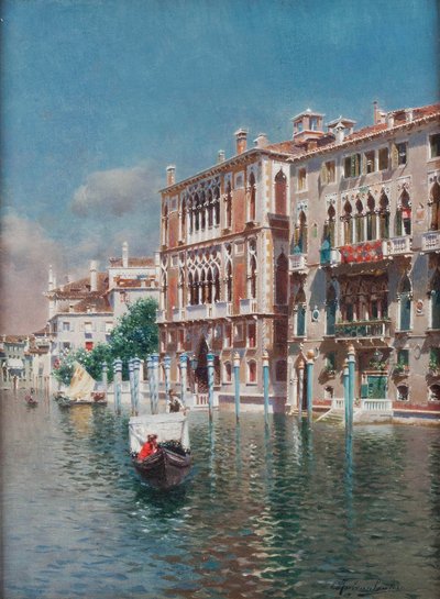Una góndola frente al Palazzo Cavalli-Franchetti y Palazzi Barboro, Venecia de Rubens Santoro
