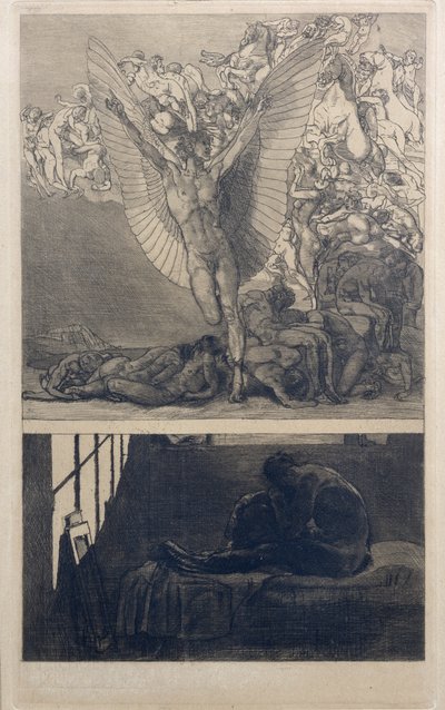 Noche en vela (grabado) de Rudolf Jettmar