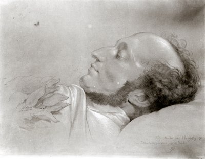 Felix Mendelssohn (1809-47) en su lecho de muerte, c.1847 de Rudolf Julius Benno Huebner