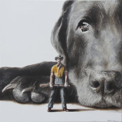 Cazador y perro gigante de Rudolf Kosow