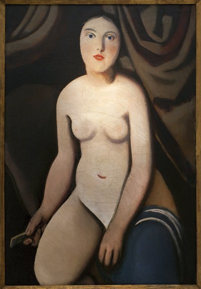 Frente al espejo. Pintura de Rudolf Kremlicka (1886-1932), Óleo sobre lienzo de Rudolf Kremlicka